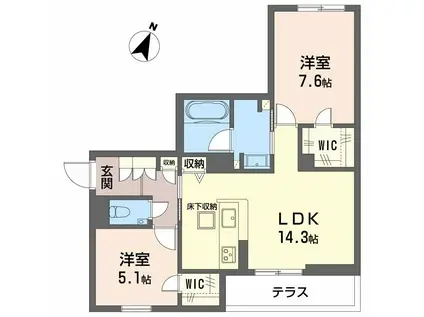 シャーメゾン神戸摩耶(2LDK/2階)の間取り写真