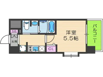 エスリード南堀江リバーサイド(1K/2階)の間取り写真