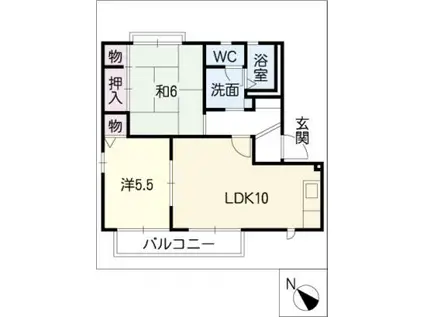 バリュージュアスカ B棟(2LDK/1階)の間取り写真