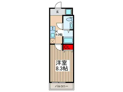 ノース FIELD 飯能(1K/8階)の間取り写真