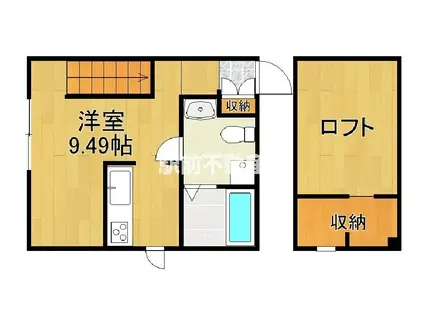 PRIMA久留米(ワンルーム/2階)の間取り写真