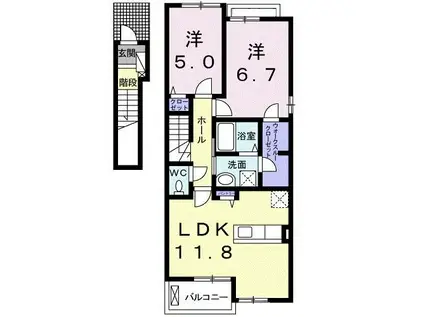 フィオーレIII F(2LDK/2階)の間取り写真