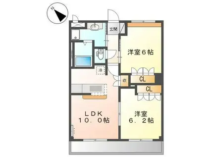 フリーデン(2LDK/2階)の間取り写真