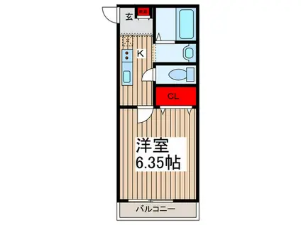 WILL GRANO岩槻(1K/1階)の間取り写真