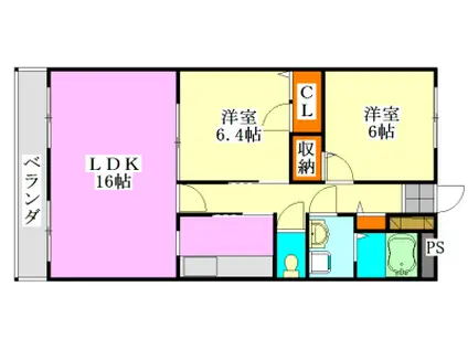 フォーレスト東船橋(2LDK/2階)の間取り写真