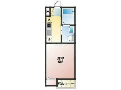 ルレーヴ新習志野(1K/2階)の間取り写真