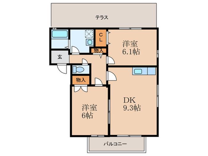 パルティーレ(2DK/1階)の間取り写真