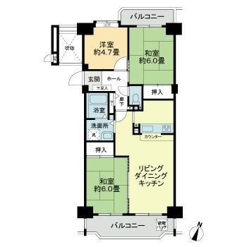 イトーピア第2大曽根マンション(3LDK/11階)の間取り写真