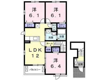 ザオバーレイ II(3LDK/2階)の間取り写真