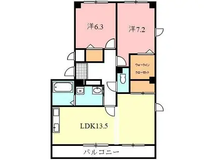 フィネス21(2LDK/1階)の間取り写真