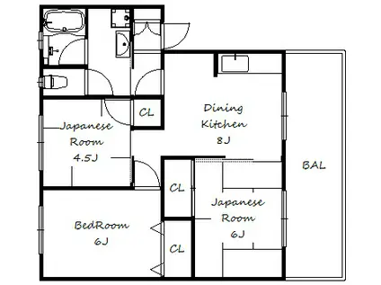 クララハイム松浜町(3DK/1階)の間取り写真