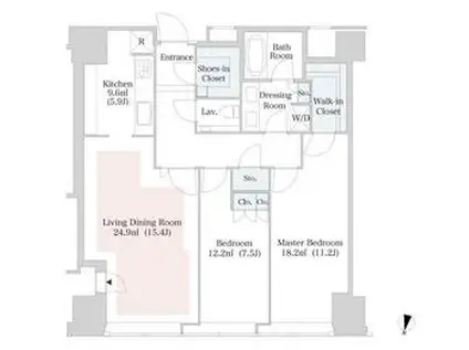 セントラルパークタワー・ラ・トゥール新宿(2LDK/32階)の間取り写真