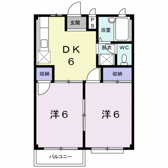 エルディム内田B(2DK/1階)の間取り写真