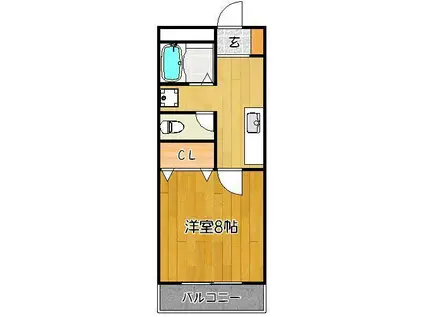 オプティーム日ノ隈(1K/2階)の間取り写真