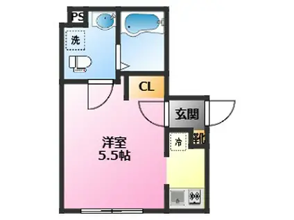 リバティ元住吉(ワンルーム/1階)の間取り写真