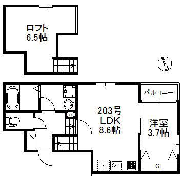 モアメゾン中央公園前(1LDK/2階)の間取り写真