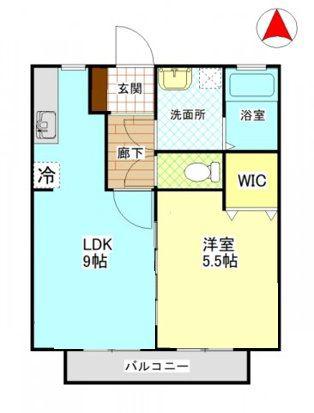 ビバリースクエアB(1LDK/1階)の間取り写真