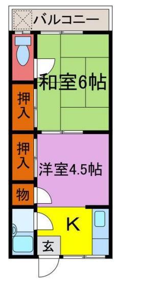 大崎荘(2DK/2階)の間取り写真