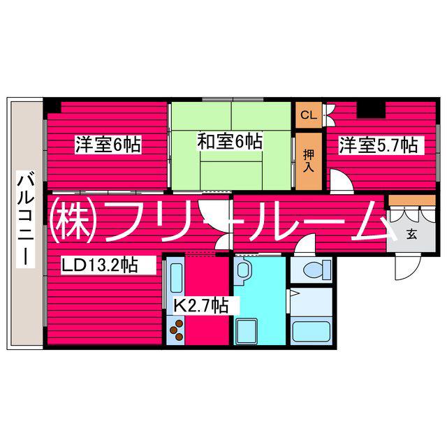 トニカラメラ月寒東(3LDK/5階)の間取り写真