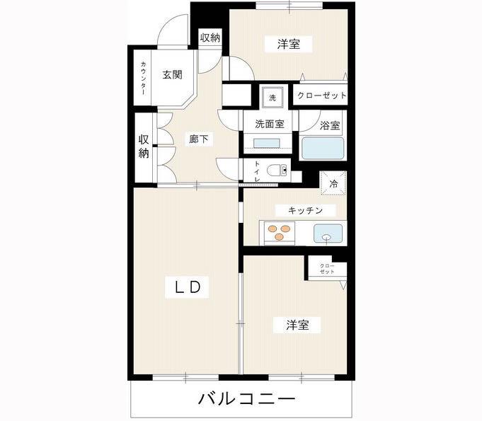 グランベルデ馬込坂(2LDK/1階)の間取り写真
