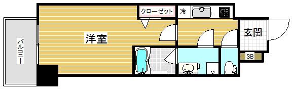 ラナップスクエア湊川公園(1K/6階)の間取り写真