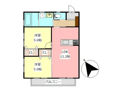 モビリエコート(2LDK/2階)の間取り写真