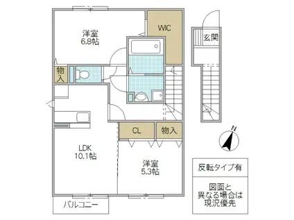 コンフォール千現IIB(2LDK/2階)の間取り写真