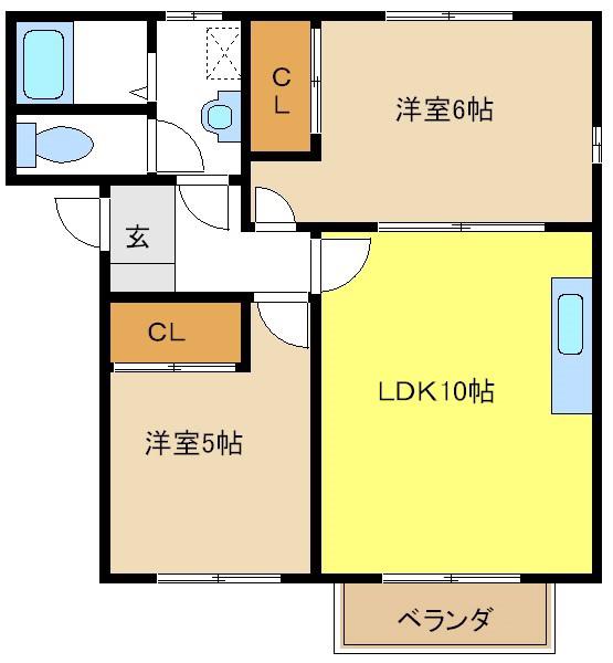 プロヴァンス(2LDK/2階)の間取り写真