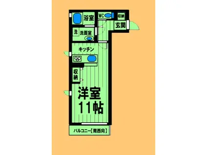 カトレア(ワンルーム/3階)の間取り写真