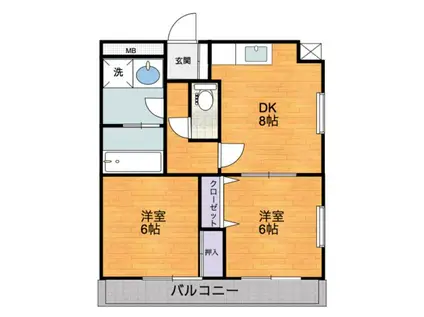 プレジュール99(2DK/4階)の間取り写真