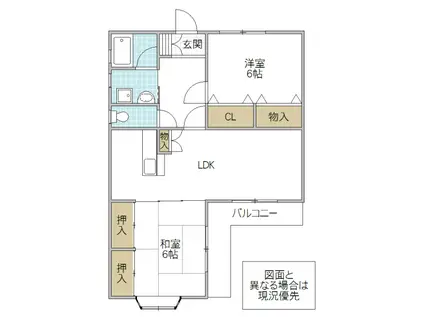 ウエスト21(2LDK/2階)の間取り写真
