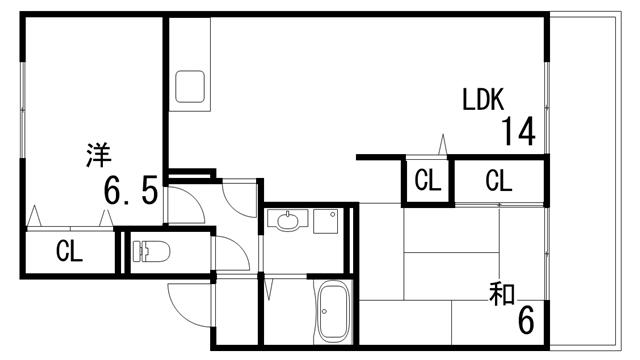 プレステ-ジ芦屋(2LDK/2階)の間取り写真