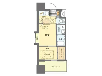 エステートモア天神(1LDK/10階)の間取り写真