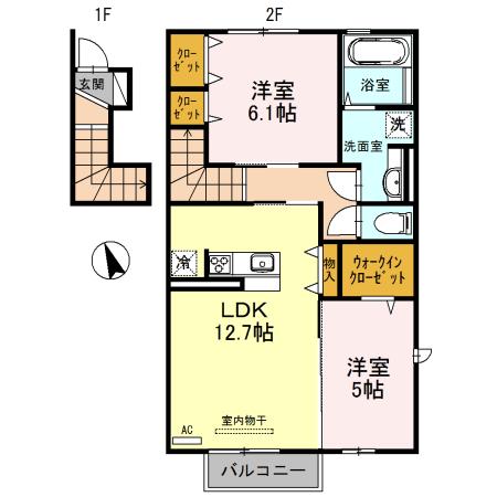 エタン・リジエール A棟(2LDK/2階)の間取り写真