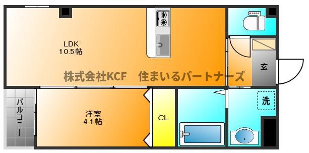 ハーヴェスト久留米(1LDK/1階)の間取り写真
