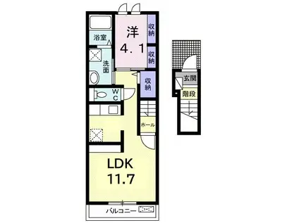 カーベナ(1LDK/2階)の間取り写真