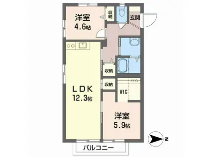 ヴィバーチェ椋野I棟(2LDK/1階)の間取り写真