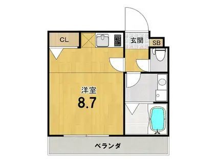 GRANDECOURT立命館U.イーストI(1K/4階)の間取り写真