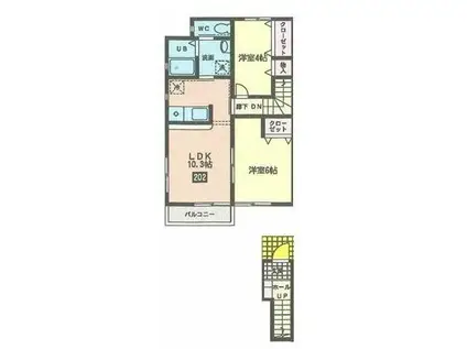 グランメール・オオタ(2LDK/2階)の間取り写真