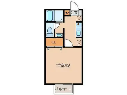 セジュールまきI(1K/1階)の間取り写真