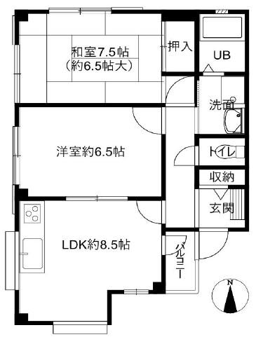 柴原ロコハイツ(2LDK/2階)の間取り写真