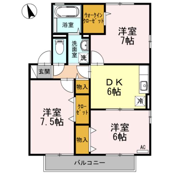 ラ・デファンス(3DK/2階)の間取り写真