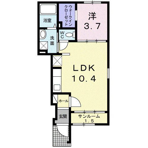 エクセレントロジェB(1LDK/1階)の間取り写真