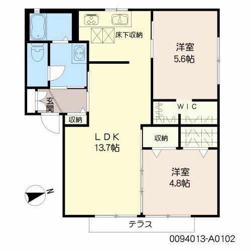 シャルマン メゾンA棟(2LDK/1階)の間取り写真