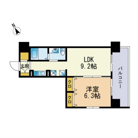 フェルト627(1LDK/7階)の間取り写真