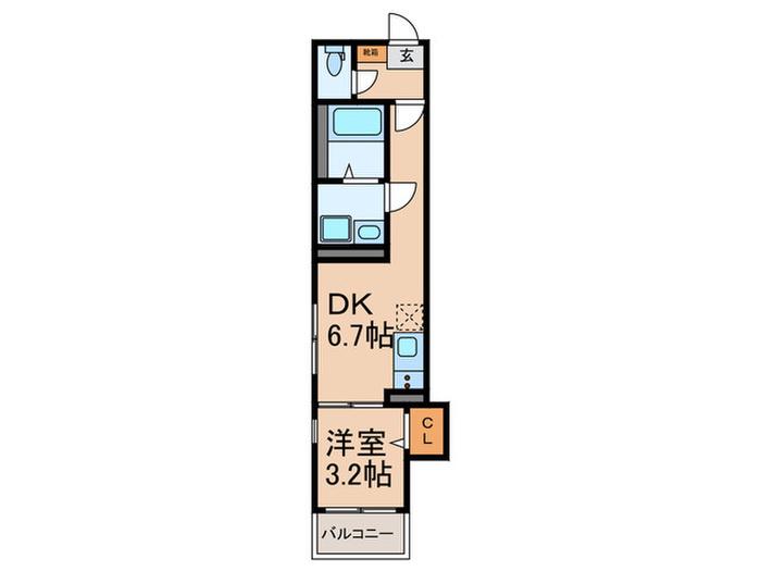 ハーモニーテラス平野西II(1DK/1階)の間取り写真