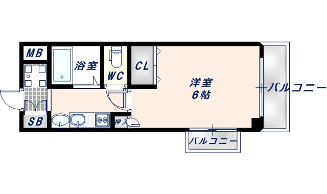 大宝グランシャリオ(1K/2階)の間取り写真