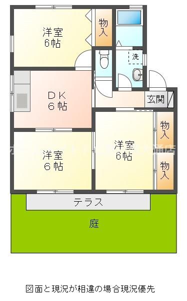 ハイカムール美幸 A棟(3DK/1階)の間取り写真