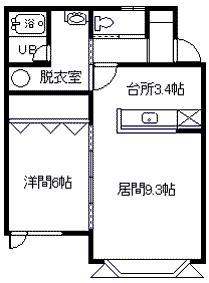 COMODO(1LDK/2階)の間取り写真