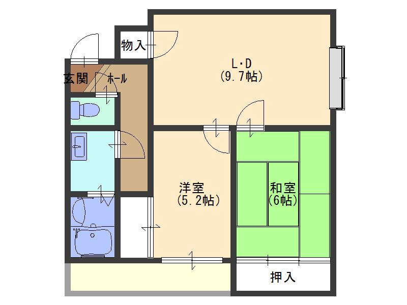 コーポマルサン(2LDK/2階)の間取り写真